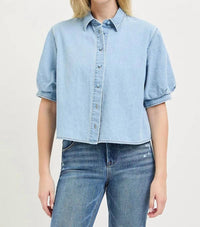 Risen - Denim Puff Top