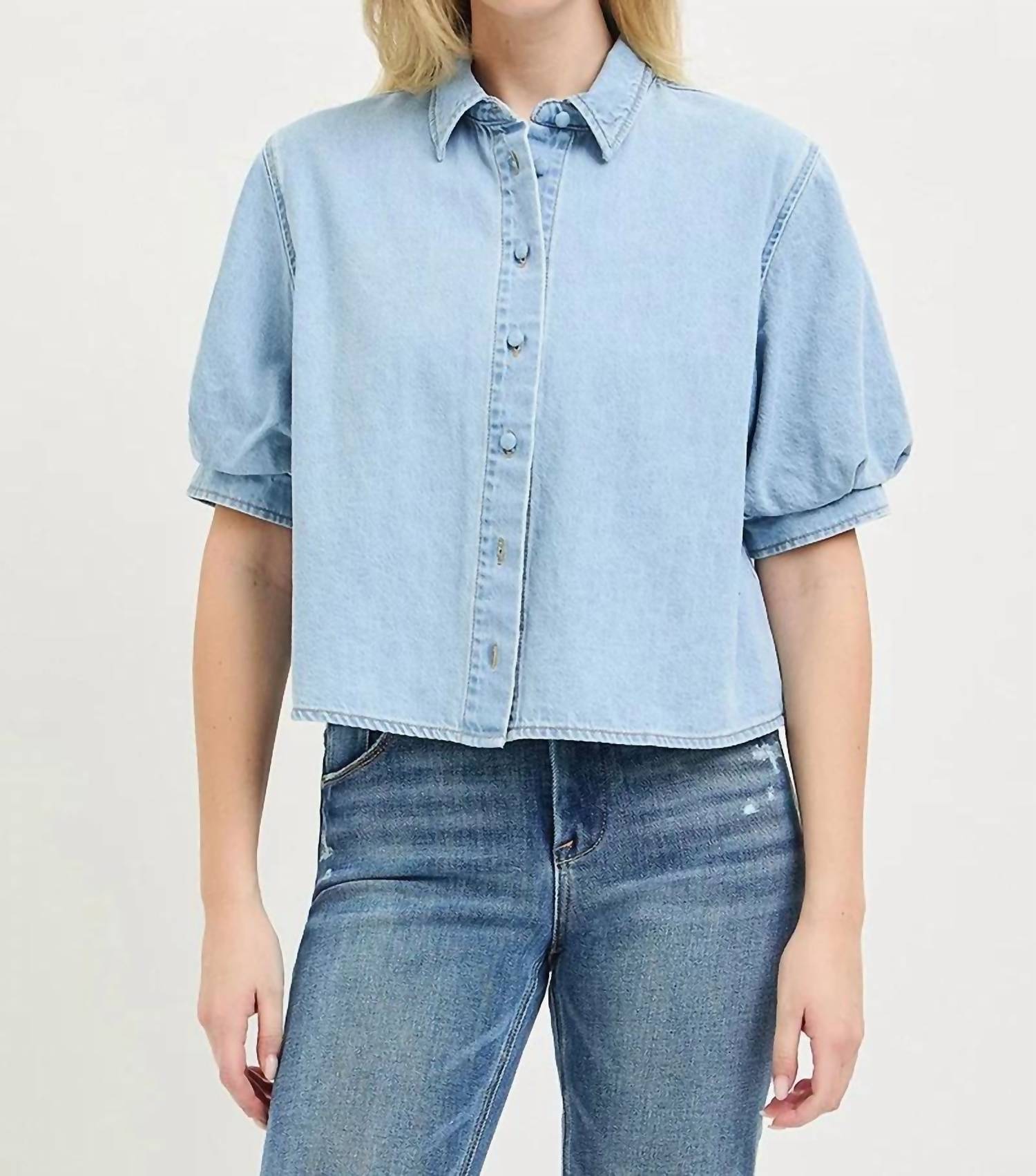 Risen - Denim Puff Top