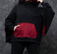Steady Hands Bat Wing Hoodie in black red - women's top - view 4