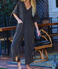 Bucketlist - Mineral Washed Oversize Wide Leg Jumpsuit
