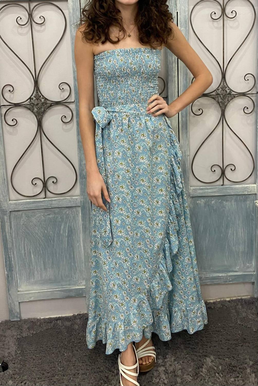 Skemo - Strapless Floral Long Dress