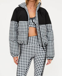 Beach Riot Jojo Cable Puffer Jacket in slate gingham - women's jacket