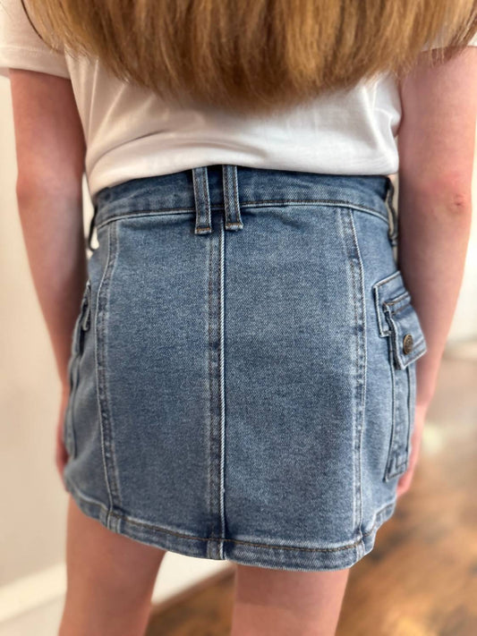 Tractr - Girl's Cargo Denim Skirt
