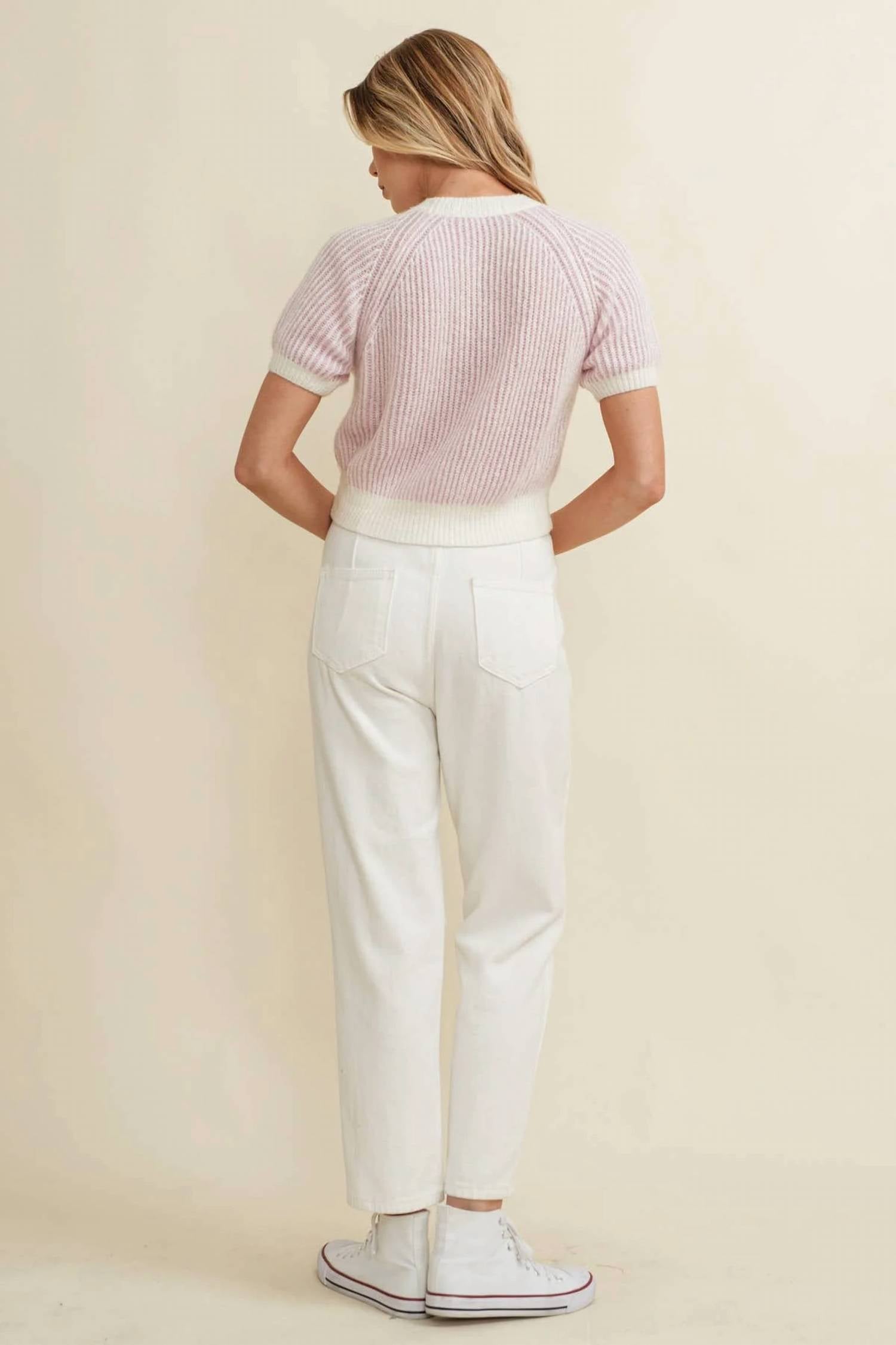 Cloud Ten - Ribbed Short Sleeve Sweater