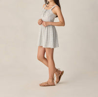 Rylee + Cru Primrose Mini Dress in light blue - kids' dress - detail view