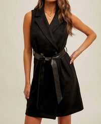 Hem & Thread - Caught Your Eye Suede Belted Vest Dress