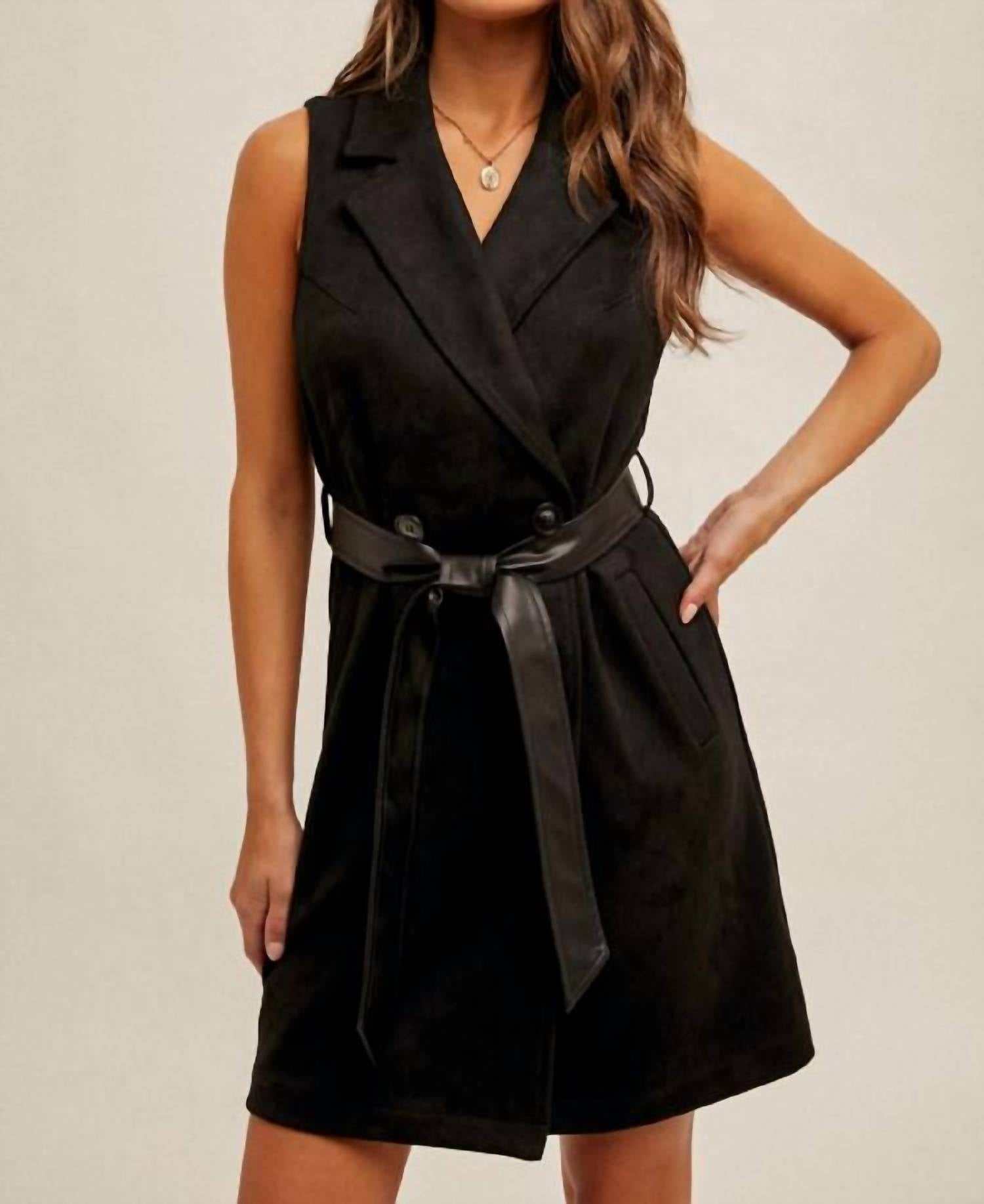 Hem & Thread - Caught Your Eye Suede Belted Vest Dress