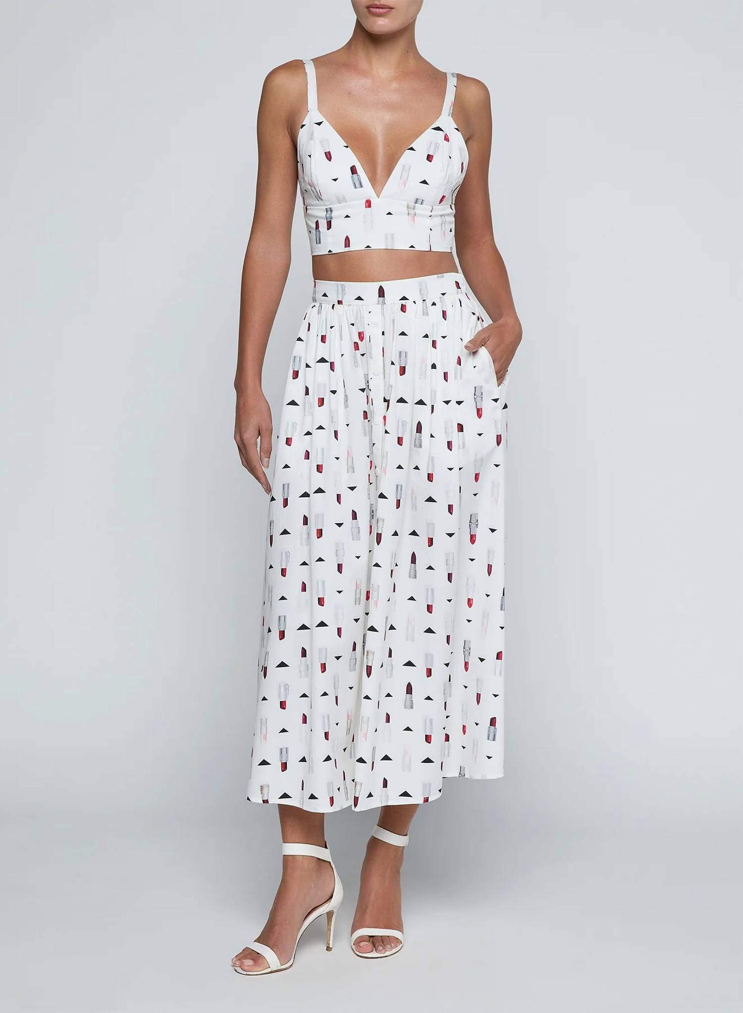L'Agence - Seina Poplin Midi Skirt