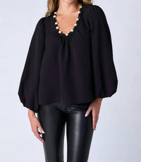 Crosby by Mollie Burch Rowan Flowy Blouse in black - women's blouse