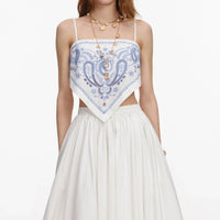 Self-Portrait - Embroidered Linen Top