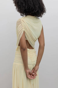 Collective - Lemon Floral Hem Draped Maxi Dress