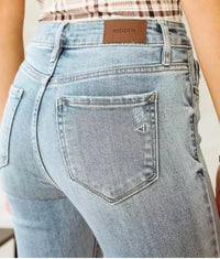 Hidden - Women's Kelly Distressed High Rise Light Ultra Flare Jean