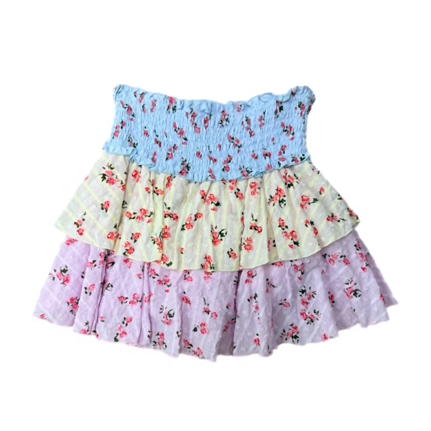 flowers by zoe Girl's Floral Tiered Skirt in pink eyelet - kids' skirt