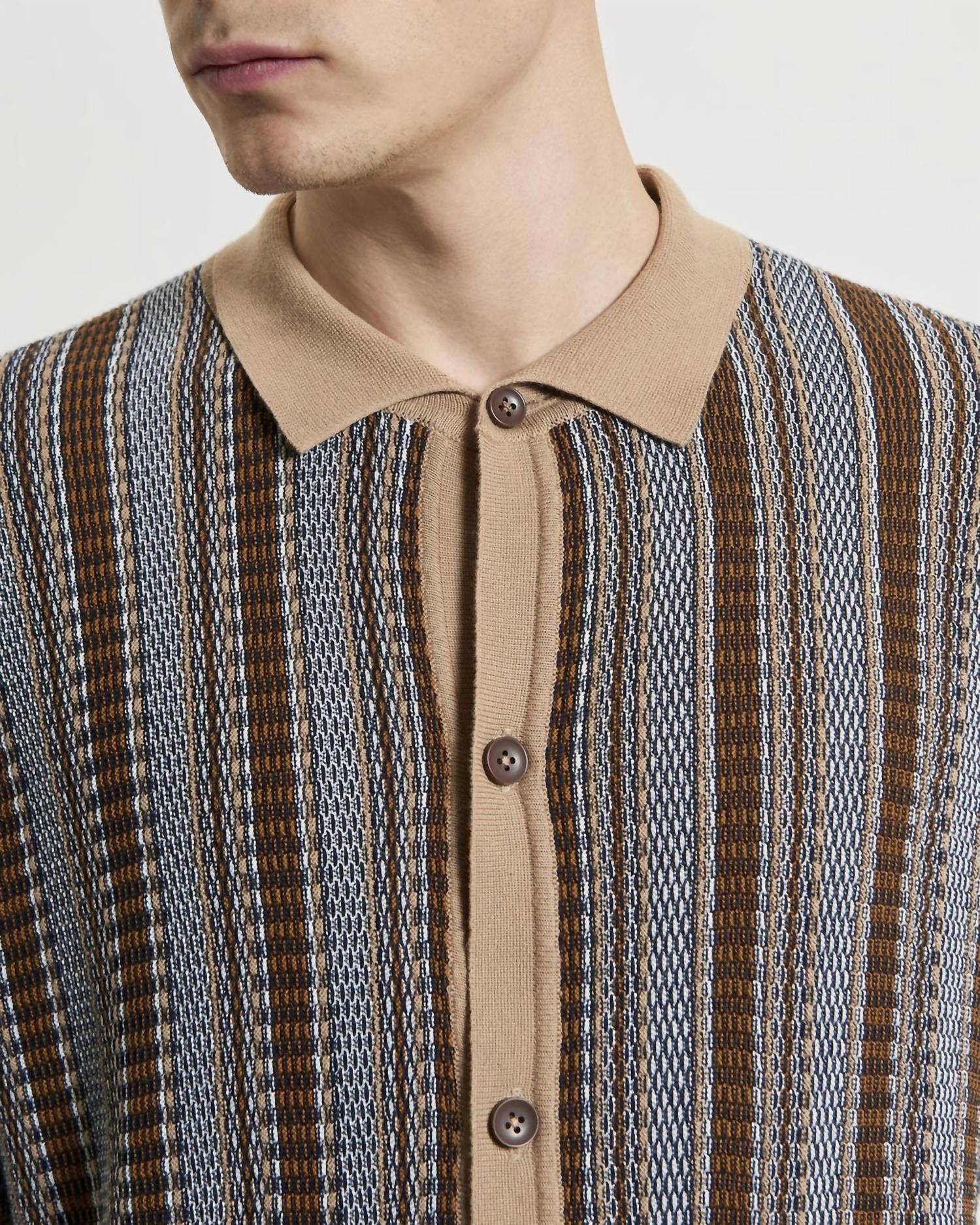 Ben Sherman - Textured Stripe Knitted Shirt