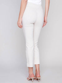 Charlie B - Striped Capri Pants With Slit