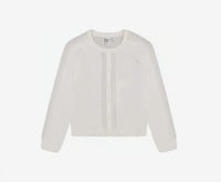 Deux par Deux Girl's Knit Cardigan in off white - kids' long sleeve top
