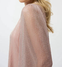 Joseph Ribkoff - V-neck Long Pleated Puff Sleeves Top