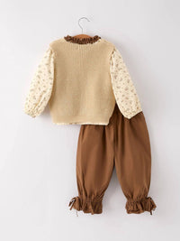 Rylee + Cru - Girls' Floral Shirt Vest Bloomers Three-piece Set