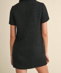 MABLE Tweed Mini Dress in black - women's dress - detail view