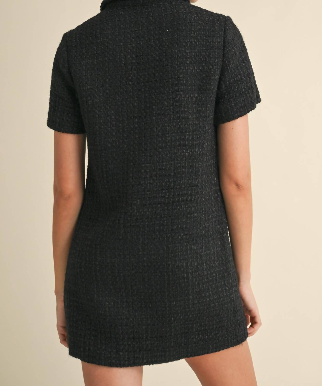 MABLE Tweed Mini Dress in black - women's dress - detail view