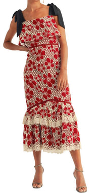 Just Me - Women's Flower Lace Ruffle Dress