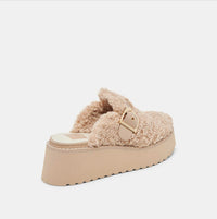 Dolce Vita Women's Lelani Plush Flats Platform Clogs in natural plush - women's shoe - detail view