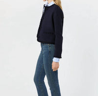 Ann Mashburn Megan Cardigan Jacket in navy boucle tweed - women's jacket - alternate view