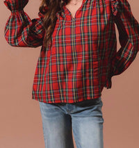 So Me - Checkered Plaid Blouse