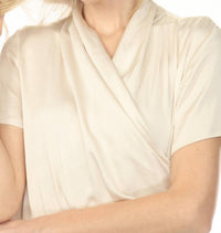 Joseph Ribkoff - Faux Wrap Short Sleeve Satin Knit Top
