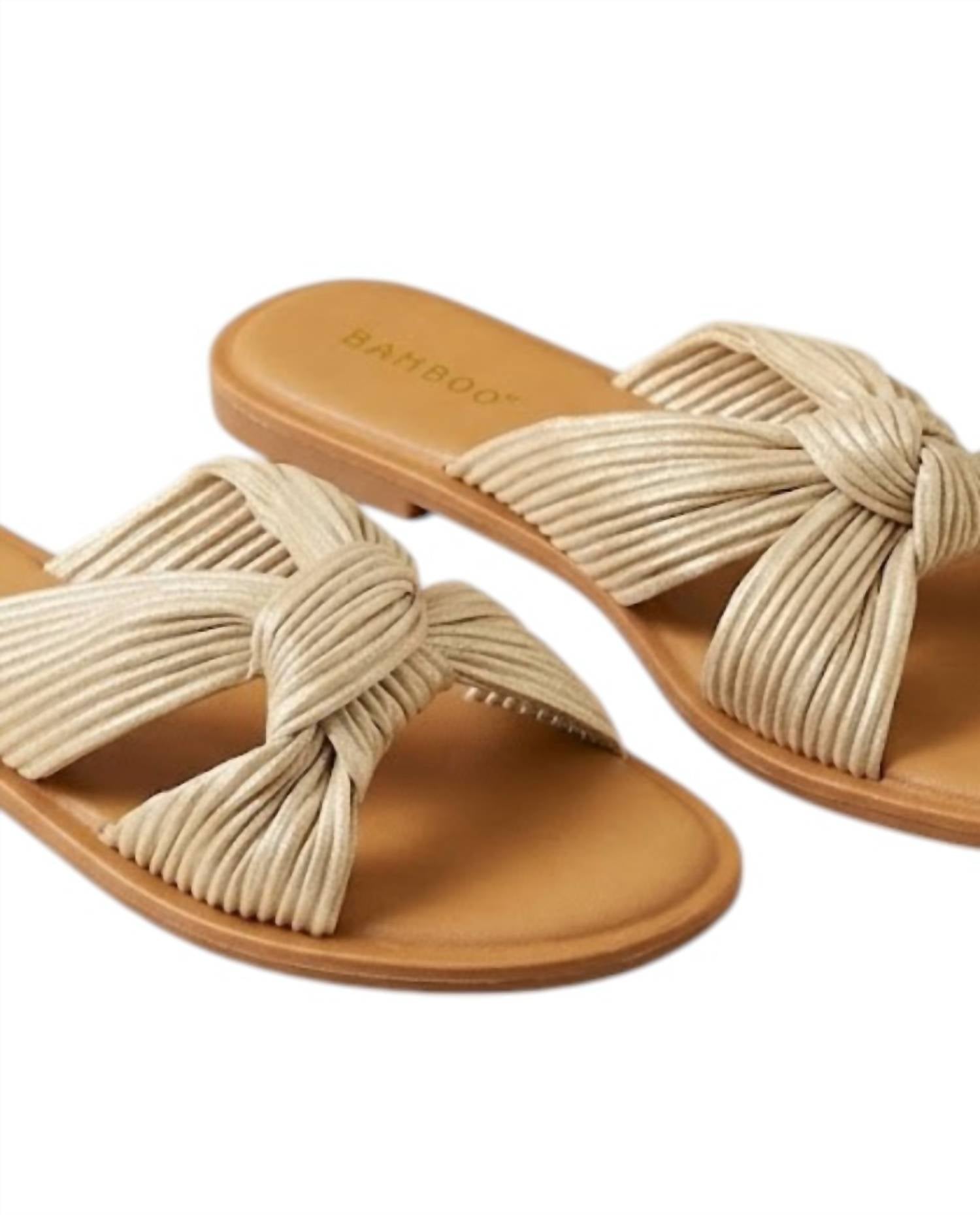 Bamboo Women's Beach Fun Slide in beige - women's flats - detail view