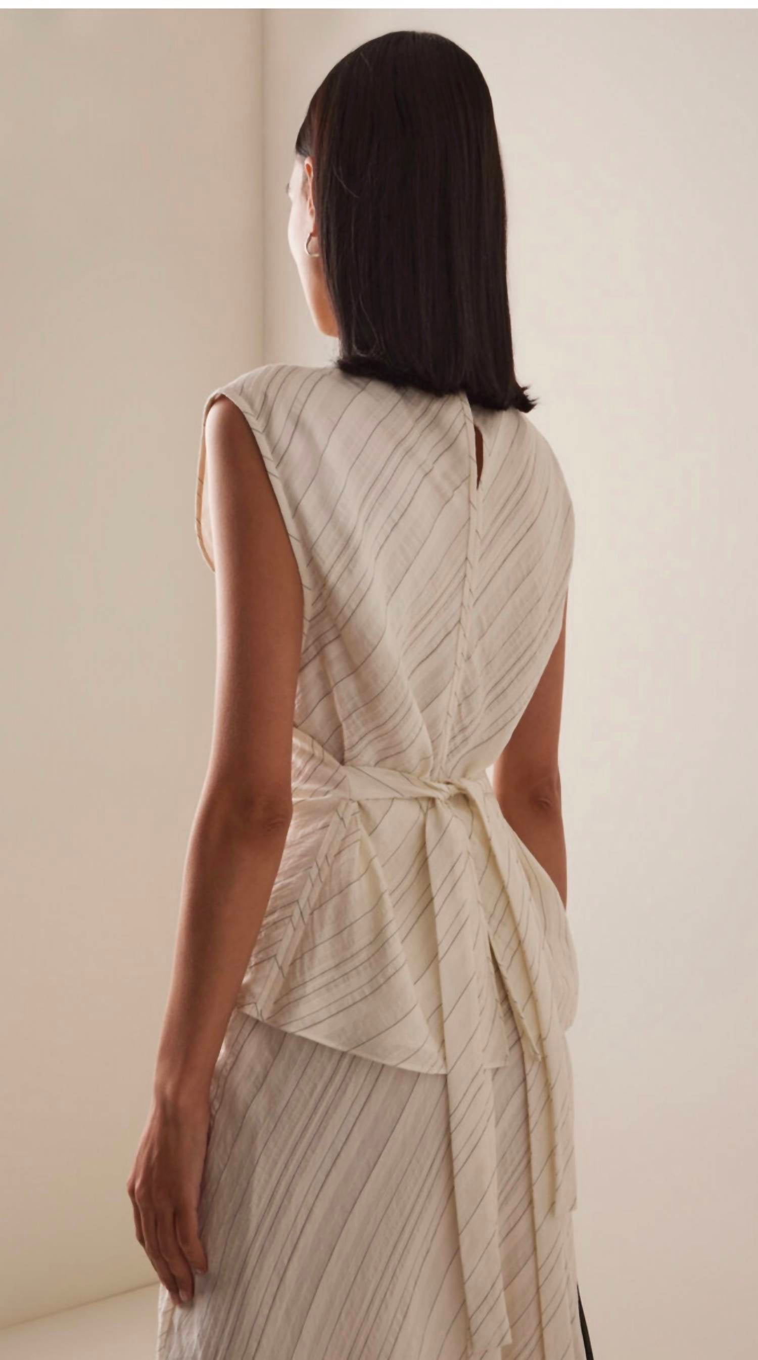 Proenza Schouler Trina Top in cream black - women's blouse - detail view
