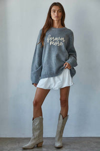 By Together - Forevermore Hand-embroidered Letters Knit Sweater