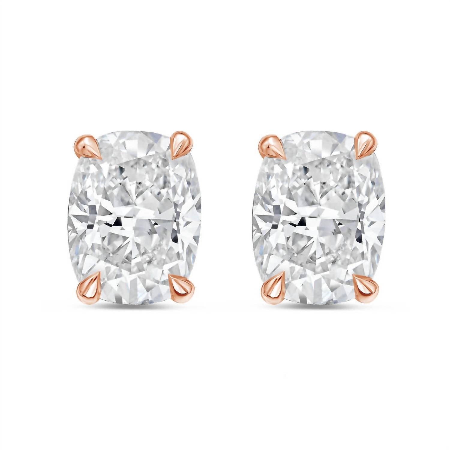 Diana M Jewels - Women's Cushion Lab-grown Diamond Stud Earrings (1.50 Tcw) - Petite