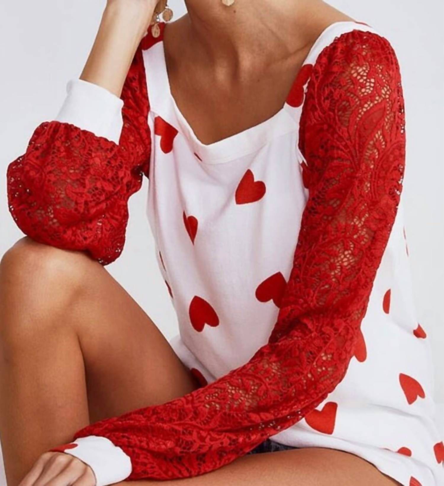 Bibi - Lace Heart Valentines Top