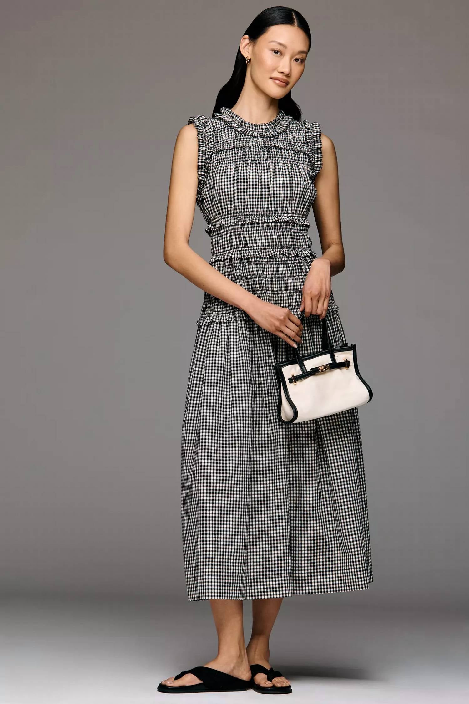 Raisonnel - Gingham Sleeveless Smocked Maxi Dress