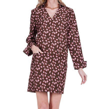 Joy Joy Split Neck Collar Dress in pink petals - women's dress