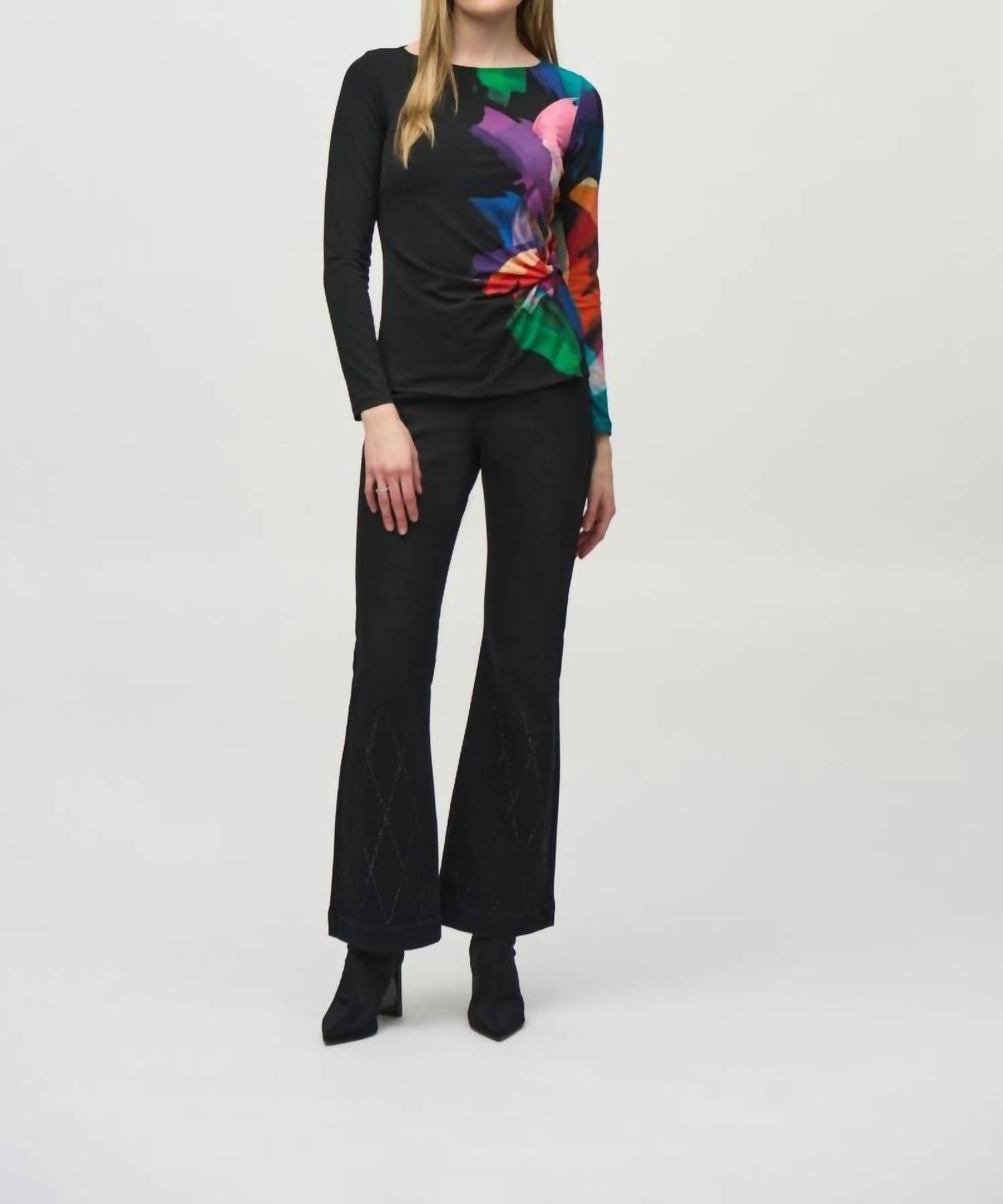 Joseph Ribkoff - Brushstroke Print Ruched Top