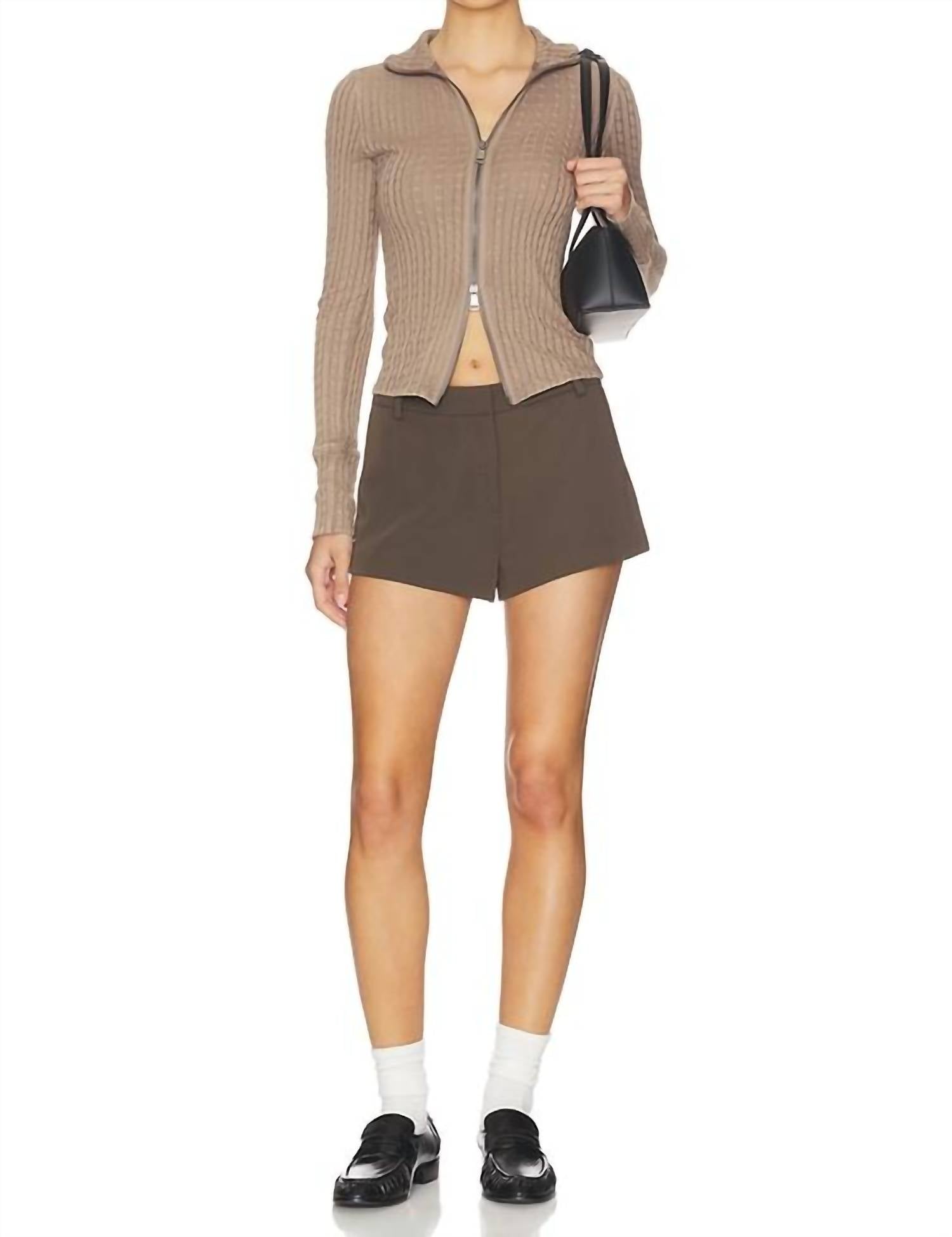Free People Brunch Girl Zip Up Cardigan in dusted cocoa - women's cardigan - view 4