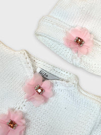 Gita - Girl's 2pc Sweater With Light Pink Stone/small Rhinestone