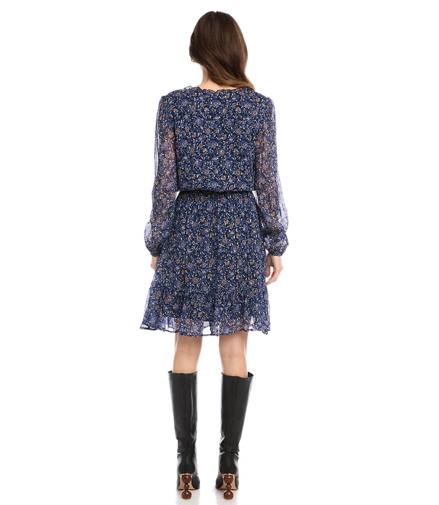 Karen Kane - Lauralee Long Sleeve Tiered Floral Print Dress