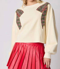 Peach Love - Christmas Bow Sequins Embroidery Sweatshirt