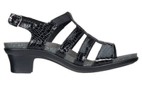 SAS Women's Allegro Heeled Comfort Sandal in black croc - women's sandal - detail view