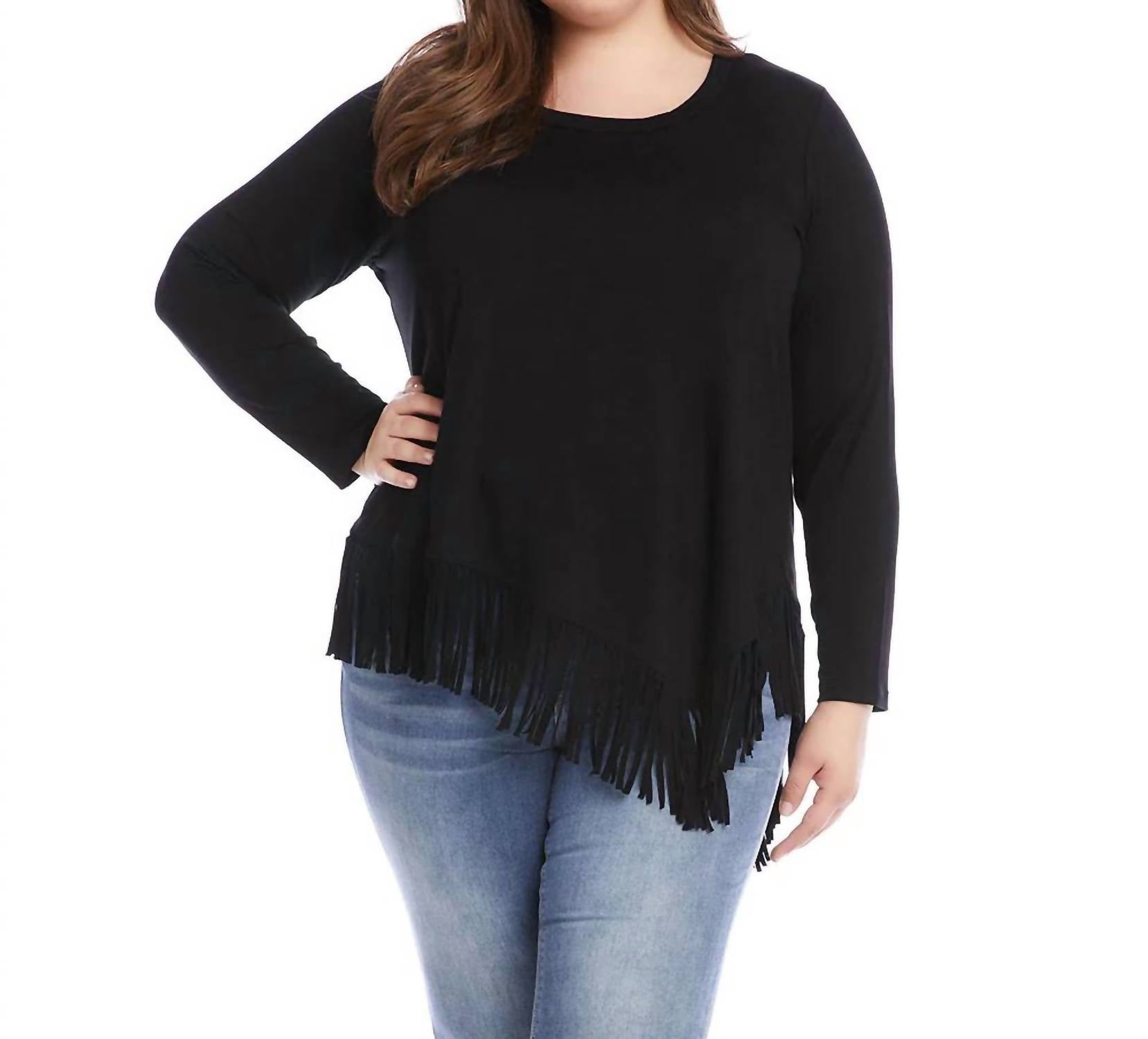 Karen Kane - Blair Asymmetric Fringe Top - Plus