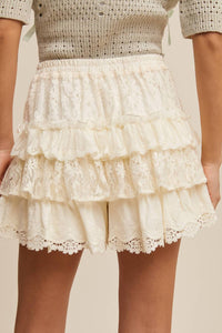 Listicle - Lace Tiered Shorts with Ruffle Details