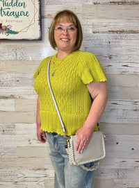 Democracy - Women's Peplum Crochet Sweater Top