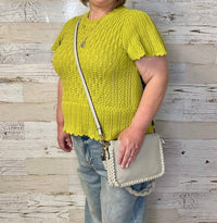 Democracy - Women's Peplum Crochet Sweater Top