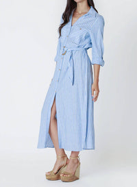 Dex Clothing - Stripe Shirt Dress With Belt