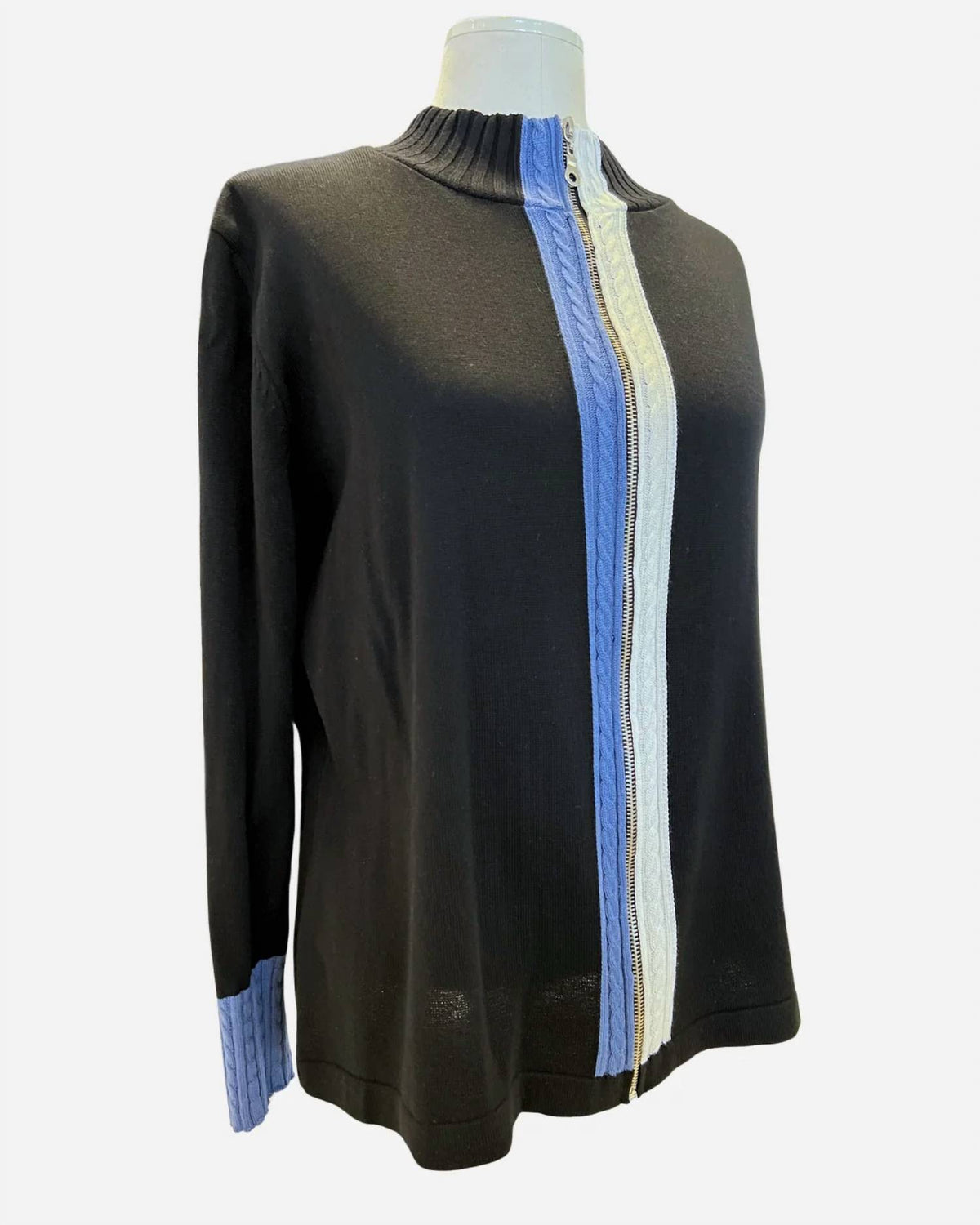 French Kyss - Women's Denim Braided Sweater