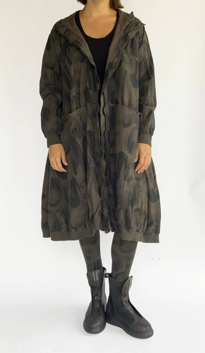 Grizas - Print Zip Up Long Jacket