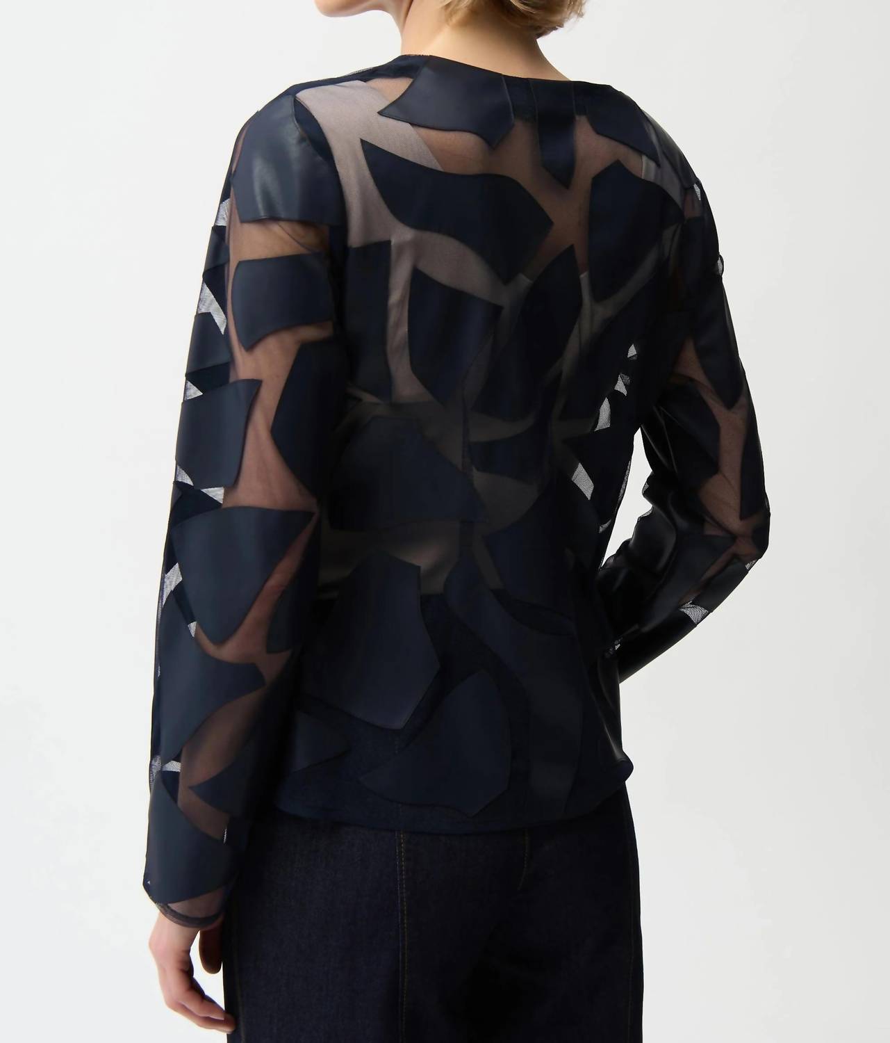Joseph Ribkoff - Leatherette Mesh Jacket